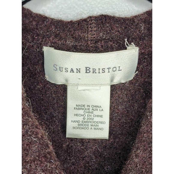 VTG Susan Bristol Hand Embroidered Wool Cardigan Jacket Women's Size Medium - Picture 9 of 10